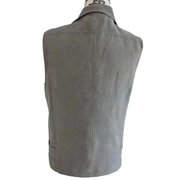 House of Harlow  1960 Stevle Faux Suede Zip Moto Vest Belted Grey Women's Medium - Picture 4 of 11